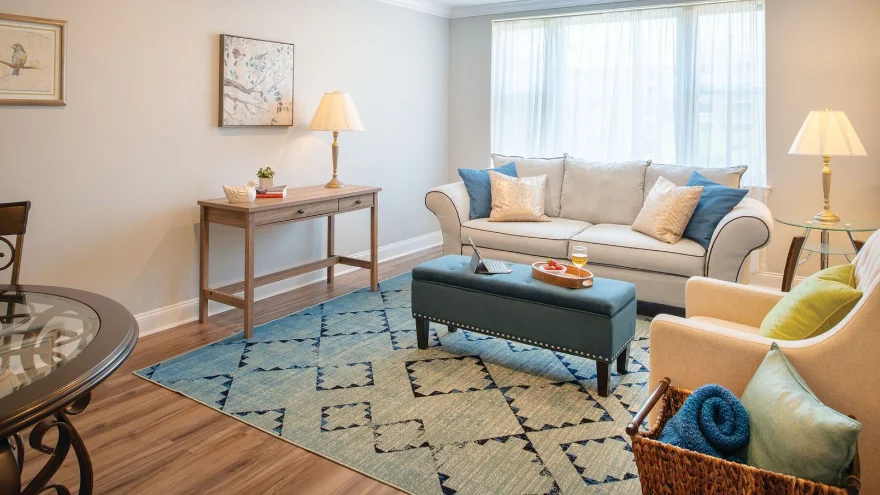 Senior living community entrance and common area